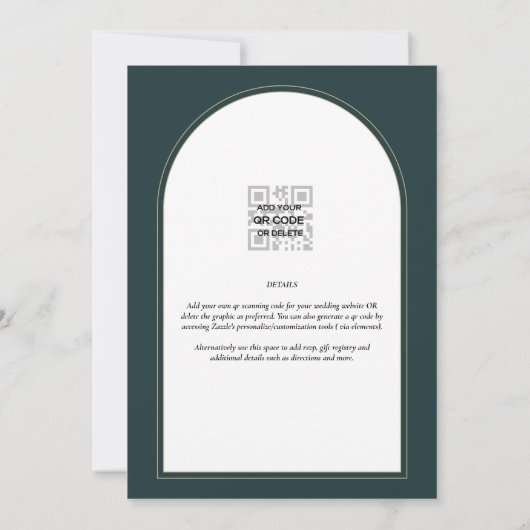 Juniper Green Gold Modern Wedding INVITE QR Code Kaart (Achterkant)