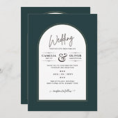 Juniper Green Gold Modern Wedding INVITE QR Code Kaart (Voorkant / Achterkant)