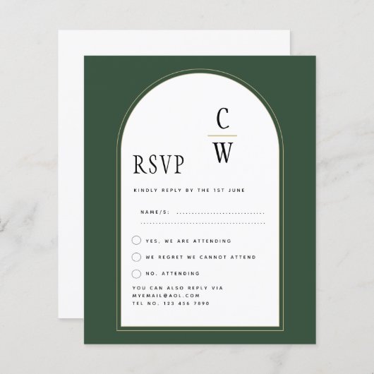 JUNIPER GREEN GOLD PHOTO Wedding INVITE (Voorkant / Achterkant)