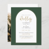 Juniper Green Gold PHOTO Wedding Invite BUDGET (Voorkant / Achterkant)