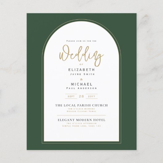 Juniper Green Gold PHOTO Wedding Invite BUDGET Flyer (Voorkant)
