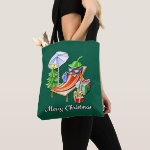 Juniper Green Merry Christmas Pepper Tekening Tote Bag