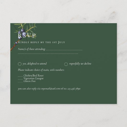 Juniper Green Trouwen Briefkaart (Voorkant)