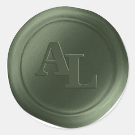 Juniper Groene Wax Seal Monogram Bruiloft Stickers