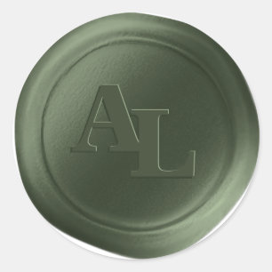 Juniper Groene Wax Seal Monogram Bruiloft Stickers
