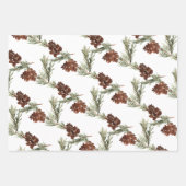 Juniper Pine Tree Branch Cones & Red Ilex Berries Inpakpapier Vel (Voorkant 2)