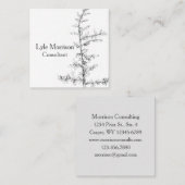 Juniper Tree Branch Pen Inkt Tekening Zwart Wit Vierkante Visitekaartje (Voorkant / Achterkant)