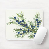 Juniper twig met blauwe bessen muismat (Met muis)