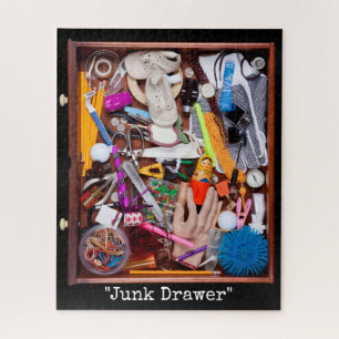 Junk Drawer Chaos Vintage Flat Lay Illustratie Legpuzzel