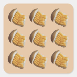 Junk Food, Cheesy Puffs in a Roll, Sticker. Vierkante Sticker