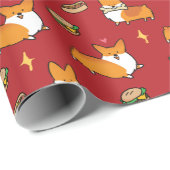 Junk Food Corgi Wrapping Paper Cadeaupapier (Rol Hoek)