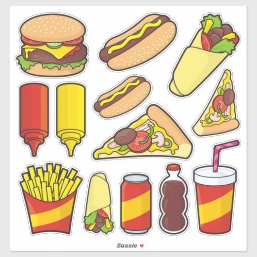 Junk Food Icon Set Stickers (Vel)