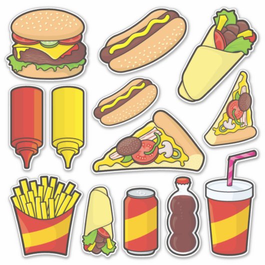 Junk Food Icon Set Stickers (Voorkant)