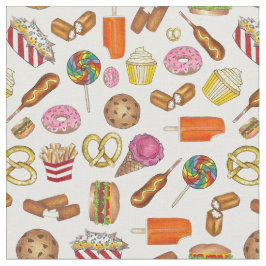 Junk Food Junkie Burger Donut Lollipop Ice Cream Stof