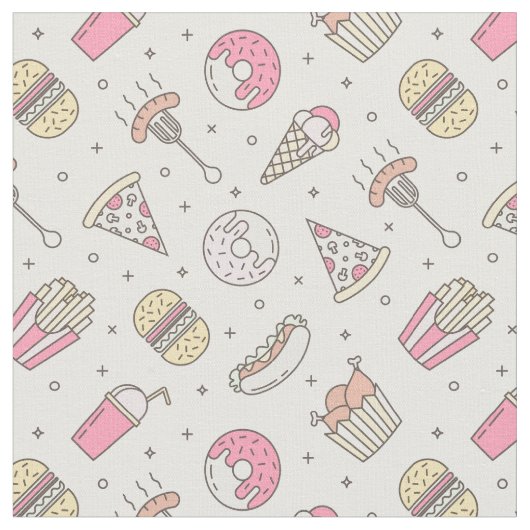 Junk Food Pattern Stof (Close Up)