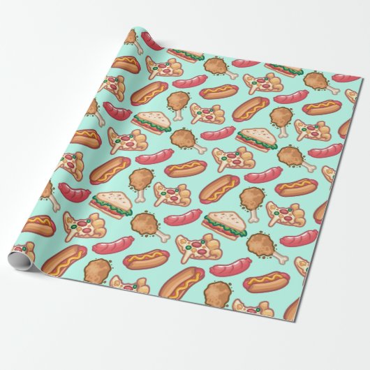 Junk Food Wrapping Paper Cadeaupapier (Uitgerold)