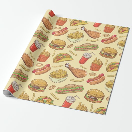 Junk Food Wrapping Paper Cadeaupapier (Uitgerold)