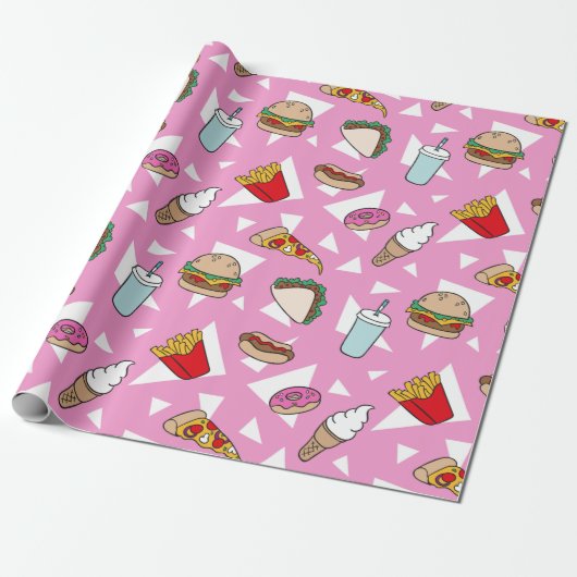 Junk Food Wrapping Paper Cadeaupapier (Uitgerold)