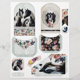 Junk Journal Ephemera met  Pinto-paarden