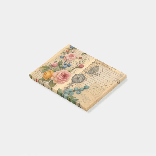 Junk Journal  Floral Post haar Post-it® Notes (Schuin)
