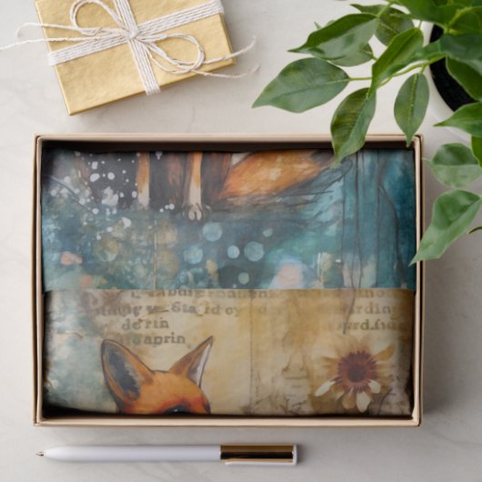 Junk Journal Fox Tissuepapier (Geschenk)