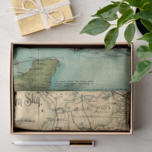 Junk Journal Map Remnant Tissuepapier (Geschenk)