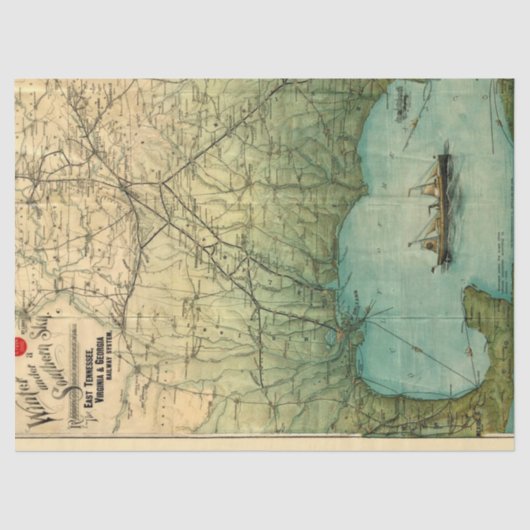 Junk Journal Map Remnant Tissuepapier (Voorkant)