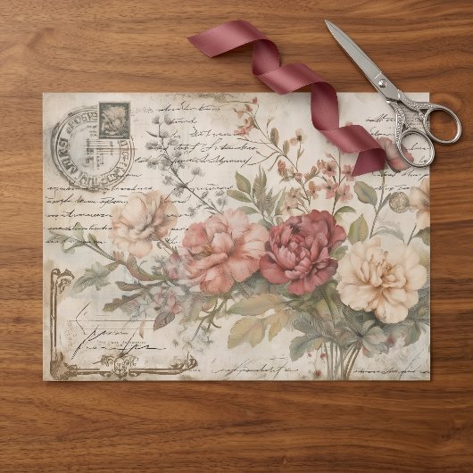 Junk Journal Oude Rozen Tissuepapier