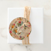 Junk Journal Seite mit Blumen + Vögel -  Bedankjes Labels (In situ)