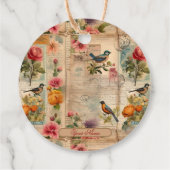 Junk Journal Seite mit Blumen + Vögel -  Bedankjes Labels (Achterkant)