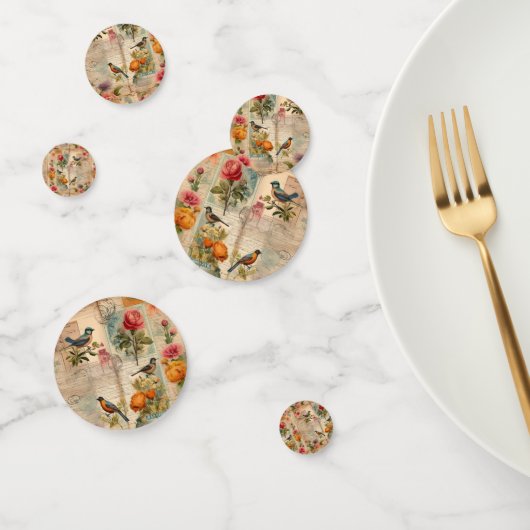 Junk Journal Seite mit Blumen + Vögel -  Confetti (Groep)