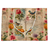 Junk Journal Seite mit Blumen + Vögel -  Groot Cadeauzakje (Voorkant)