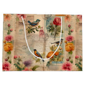 Junk Journal Seite mit Blumen + Vögel -  Groot Cadeauzakje (Achterkant)