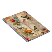 Junk Journal Seite mit Blumen + Vögel -  Notitieboek (Rechterzijde)