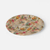 Junk Journal Seite mit Blumen + Vögel -  Papieren Bordje (Gekanteld)