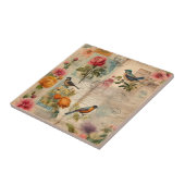 Junk Journal Seite mit Blumen + Vögel -  Tegeltje (Zijkant)