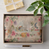 Junk Journal Seite mit Blumen + Vögel - Tissuepapier (Geschenk)
