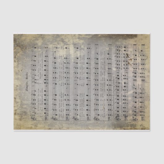 Junk Journal Water Damaged Grunge Jingle Bells Tissuepapier (Voorkant)