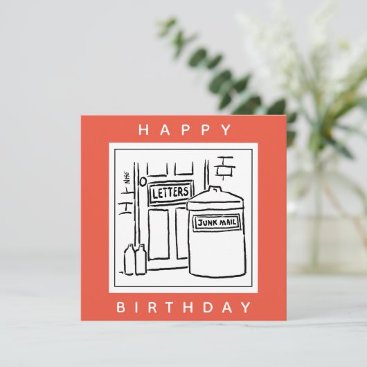 Junk Mail en Dustbin Cartoon Kaart (Staand voorkant)