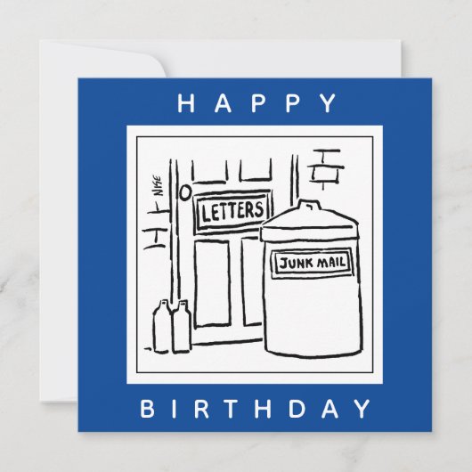 Junk Mail en Dustbin Cartoon Kaart (Voorkant)