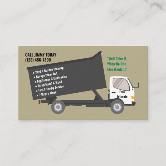 Junk Removal Company Visitekaartje (Voorkant)