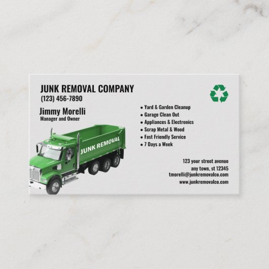 Junk Removal Company Visitekaartje (Voorkant)