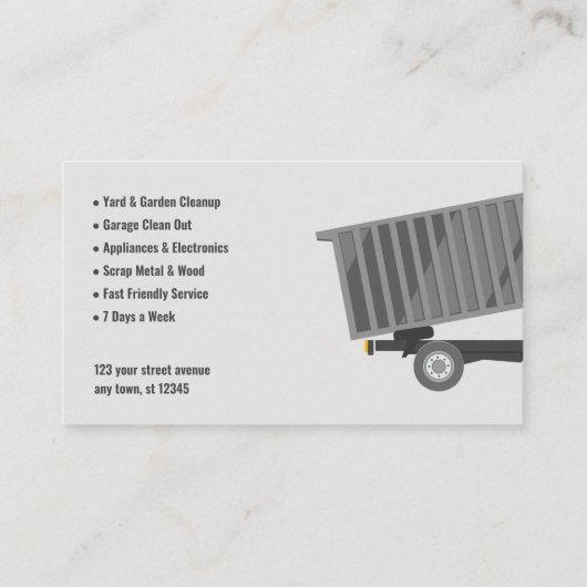 Junk Removal Company Visitekaartje (Achterkant)