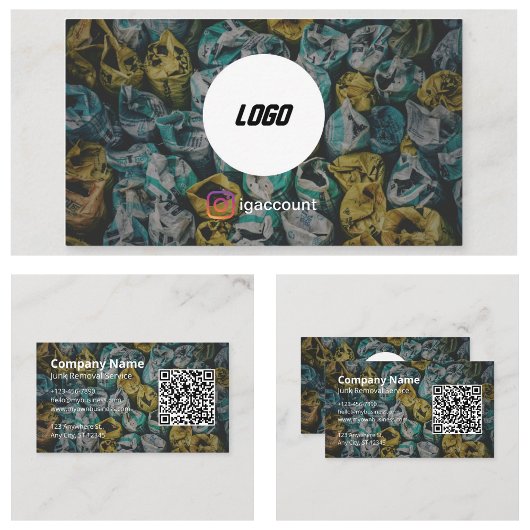 Junk Removal Dumpster QR Code Logo Visitekaartje