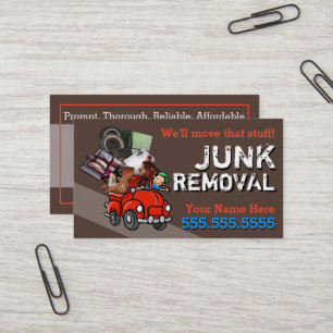 Junk Removal Garbage Hauling Red Pickup Visitekaartje