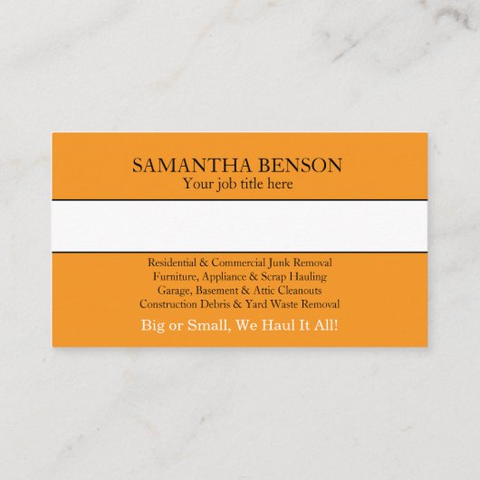 Junk Removal & Hauling Visitekaartje (Achterkant)