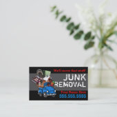 Junk Removal Hauling Vuilnis Zwart Man Visitekaartje (Staand voorkant)