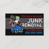Junk Removal Hauling Vuilnis Zwart Man Visitekaartje (Voorkant)