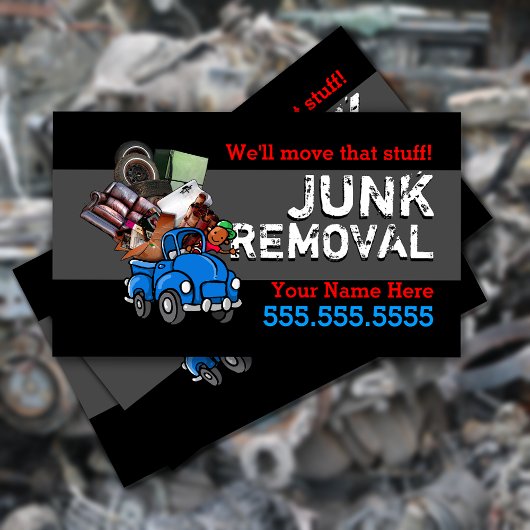Junk Removal Hauling Vuilnis Zwart Man Visitekaartje