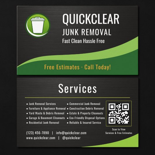 Junk Removal QR-code metaal Visitekaartje